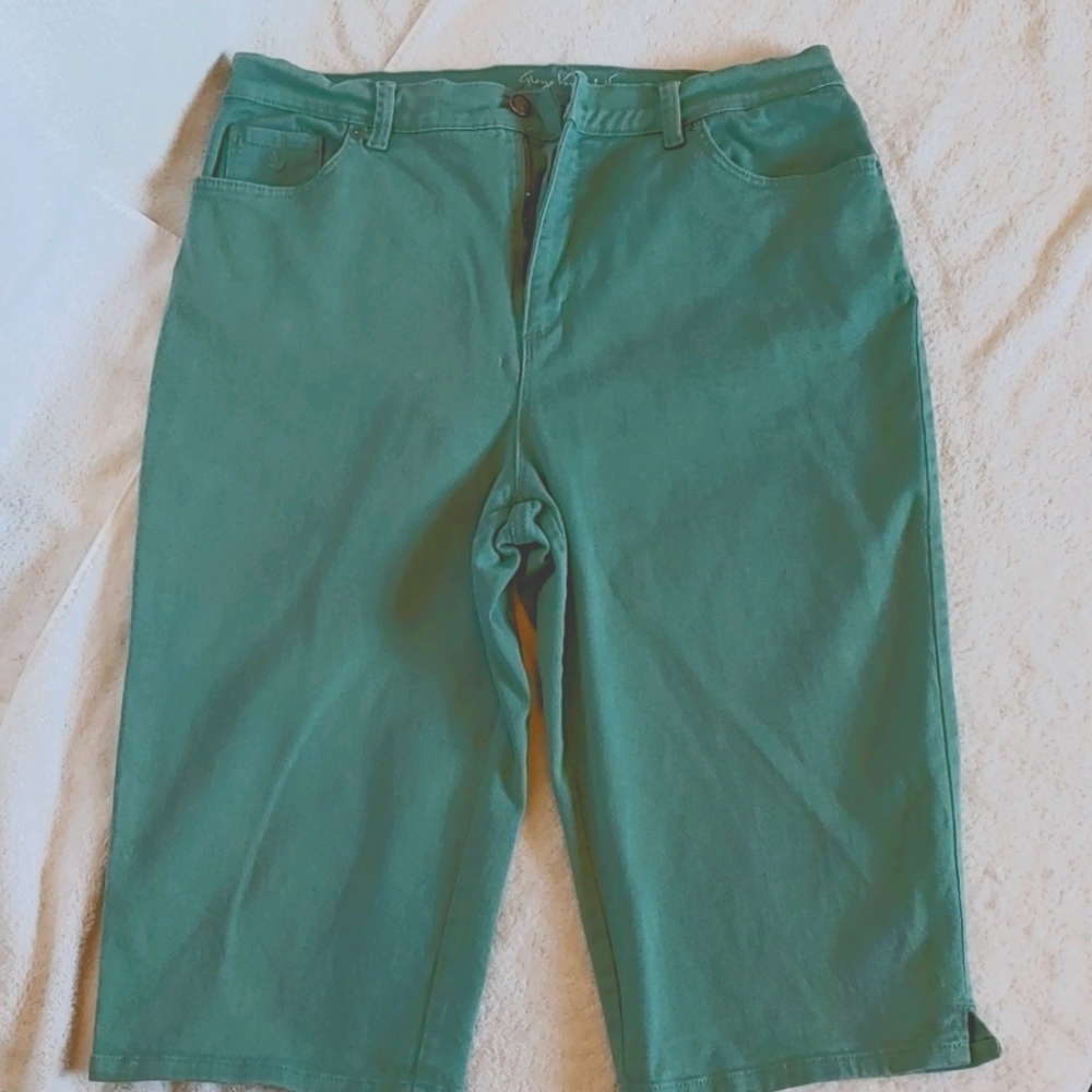 Gloria Vanderbilt Women Green Denim Capri
